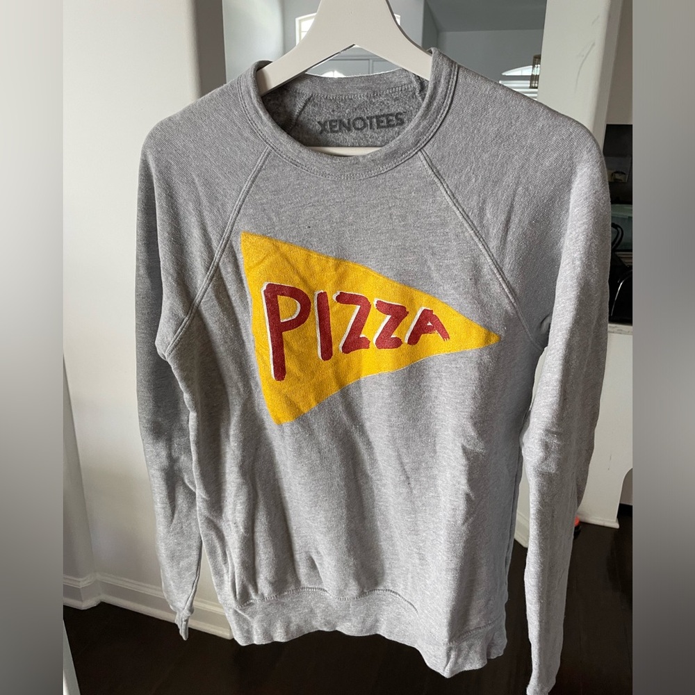 Grey crewneck sweatshirt | pizza | pullover | size small